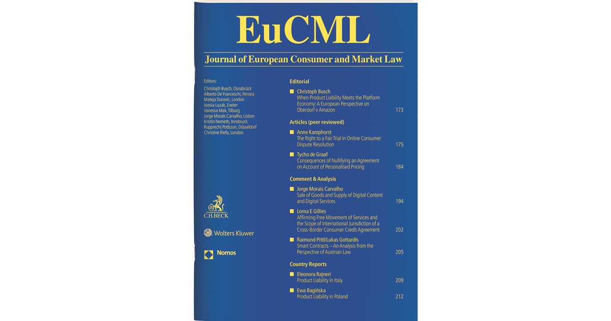 EuCML • Journal of European Consumer and Market Law | 7. Auflage | 2026 ...