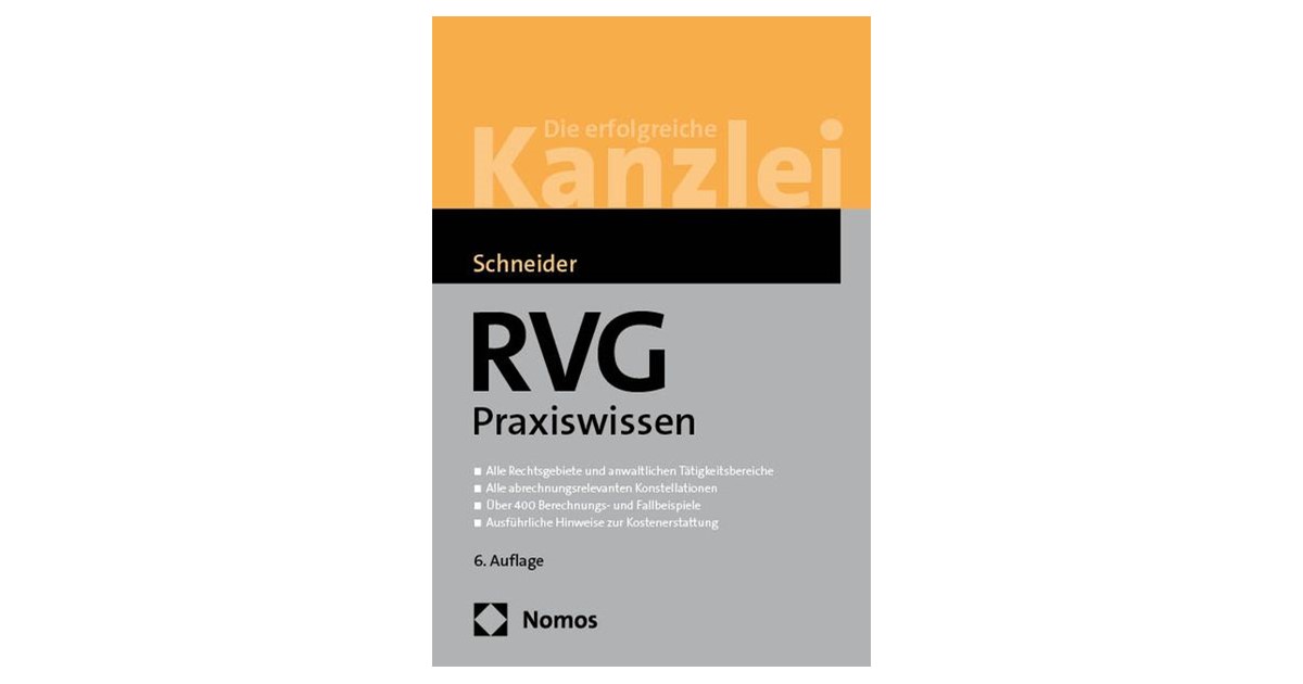Schneider | RVG Praxiswissen | 6. Auflage | 2027 | beck-shop.de