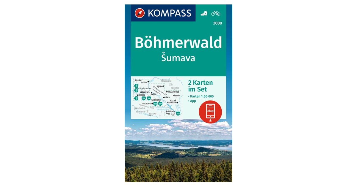 KOMPASS Wanderkarten-Set 2000 Böhmerwald, Sumava (2 Karten) 1:50.000 ...
