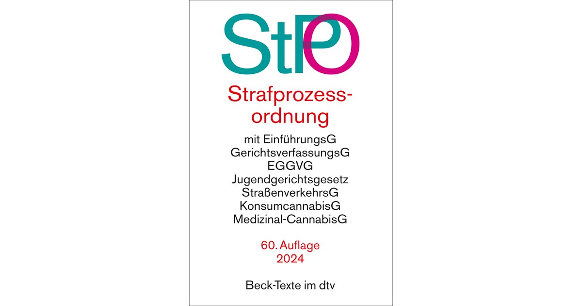 Strafprozessordnung: StPO | 60. Auflage | 2024 | 5011 | beck-shop.de
