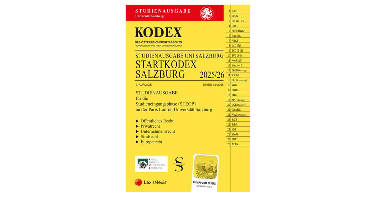 Doralt | KODEX Startkodex Salzburg 2025/26 - inkl. App | 2. Auflage ...
