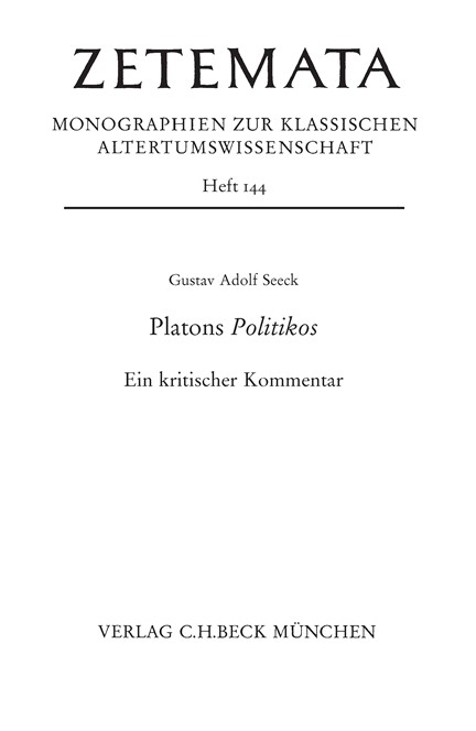 Cover: Gustav Adolf Seeck, Platons Politikos