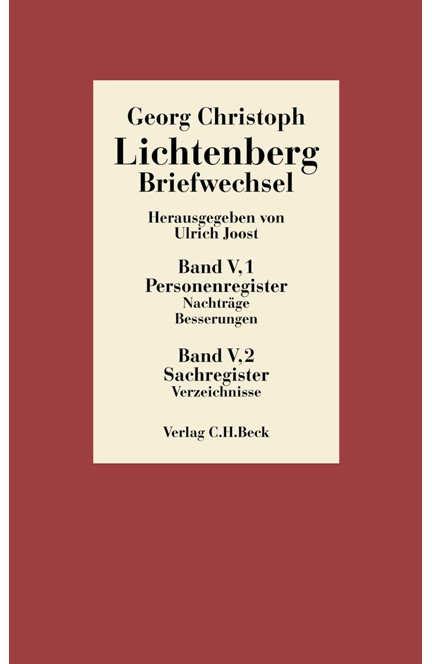 Cover: Georg Christoph Lichtenberg, Lichtenberg, Briefwechsel: Register