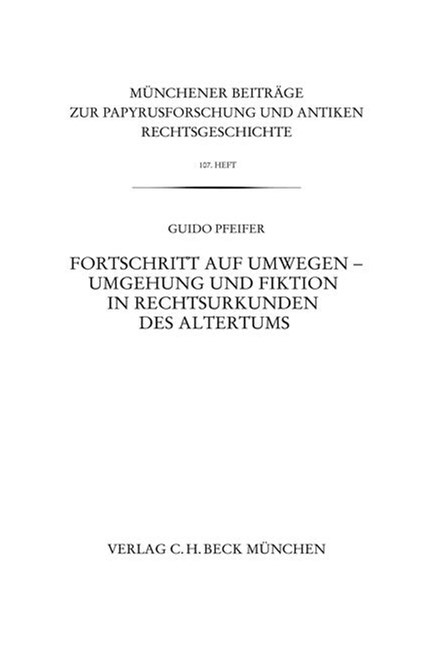 Cover: Guido Pfeifer, Münchener Beiträge zur Papyrusforschung Heft 107