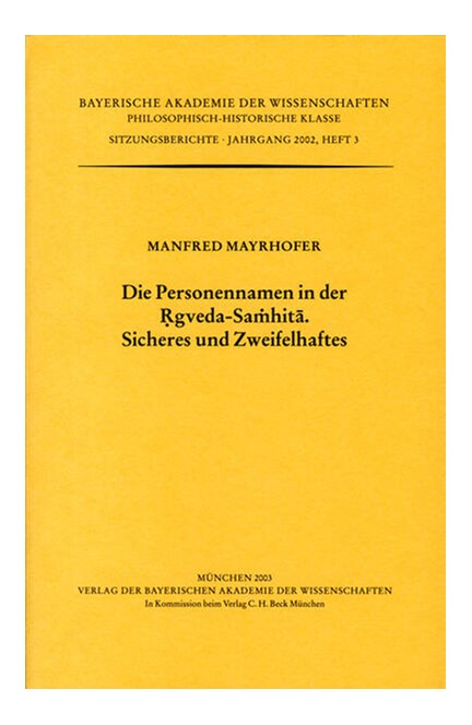 Cover: Manfred Mayrhofer, Die Personennamen in der Rgveda-Samhita. Sicheres und Zweifelhaftes