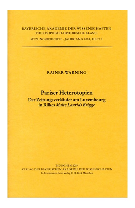 Cover: Rainer Warning, Pariser Heterotopien