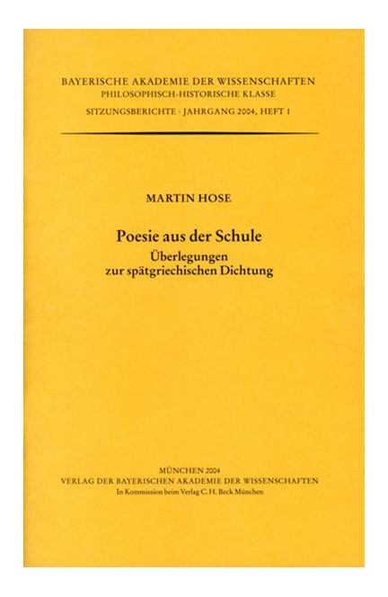 Cover: Martin Hose, Poesie aus der neuen Schule