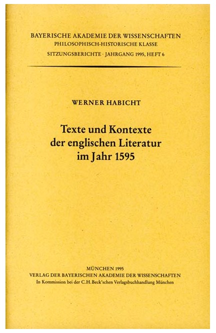 Cover: , Texte und Kontexte der englischen Literatur im Jahr 1595