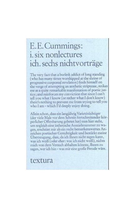 Cover: Edward Estlin Cummings, i. six nonlectures. ich. sechs nichtvorträge