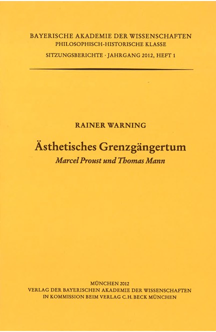 Cover: Rainer Warning, Ästhetisches Grenzgängertum