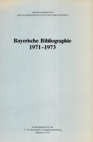 Cover: , Bayerische Bibliographie  1971-1973