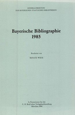Cover:, Bayerische Bibliographie  1985