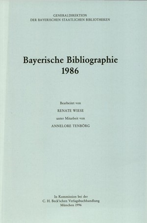 Cover: , Bayerische Bibliographie  1986