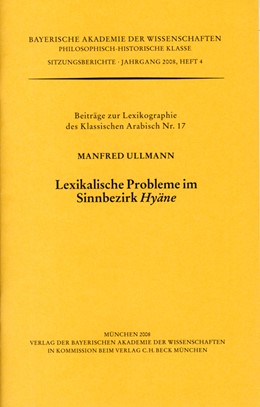 Cover: Ullmann, Manfred, Lexikalische Probleme in Sinnbezirk Hyäne