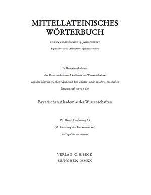 Cover: , Mittellateinisches Wörterbuch  50. Lieferung (intrepidus - irroro)