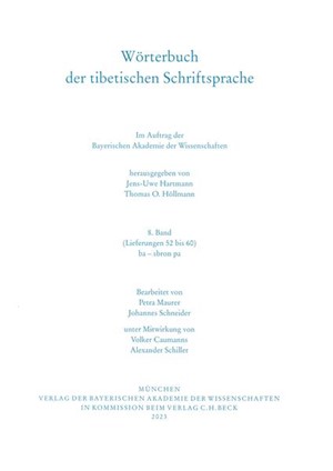 Cover: , Wörterbuch der tibetischen Schriftsprache  Band 8 (Lieferungen 52 ? 60)