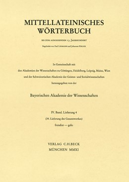 Cover:, Mittellateinisches Wörterbuch  39. Lieferung (frendor - gelo)